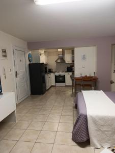 アルゴストリオンにあるStudio Luciaのキッチン(ベッド1台、テーブル付)