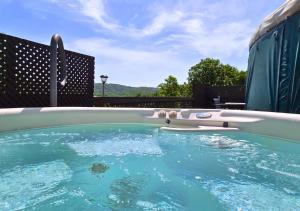 a plunge pool with blue water in a backyard at StoneWind Retreat in Chester