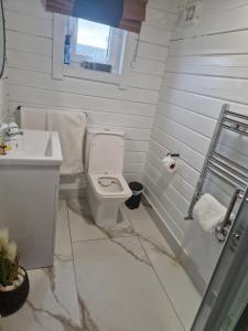 un bagno bianco con un water e un lavandino di Danu Escape a Gneevgullia Altre 23 foto