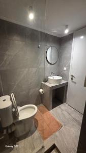 a bathroom with a toilet and a sink at MAGDALINOS APARTMENTS (3) in Nea Skioni