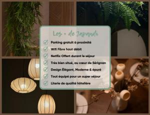 セリニャンにあるLe Japandi - appartement cosy & friendlyのライトとキャンドルで飾られたパーティーの看板