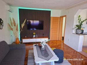 ein Wohnzimmer mit Sofa und Fernseher in der Unterkunft Uma in Bihać