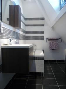 łazienka z umywalką i wanną w obiekcie Manoir de la Vigneraie w mieście Athée-sur-Cher