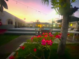 a view of a house with flowers in a yard at Villa Del Pueblo Inn in Panglao