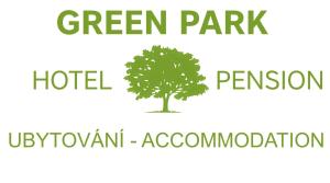 a green park logo with a tree in the middle at Green Park Rooms Brno in Brno