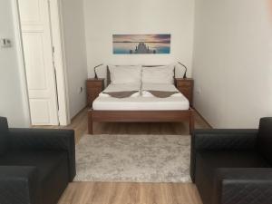 Posezení v ubytování Korvin One Apartman