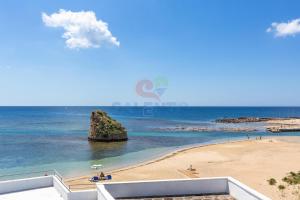 a view of a beach with a rock in the water at Salentoandmore-Stella del mare in Torre Pali