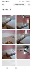 a collage of four pictures of beds in a room at Apto Premium com ar 5min Centro Unimed e Salesiano in Araçatuba