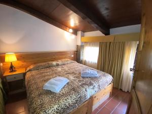 sypialnia z łóżkiem i dwoma ręcznikami na nim w obiekcie 37-Amiata, Val d'Orcia, Toscana da scoprire a casa Basso w mieście Castel del Piano +29 zdjęć
