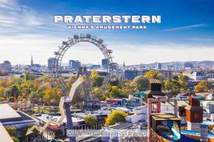 an image of an amusement park with a ferris wheel at Discover Danube and Prater Stern from Our 1BR Gem in Vienna