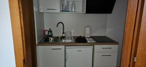 a small kitchen with a sink and a counter at Rooms Laguna Maresol in Jagodje +26 photos