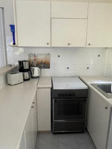 A kitchen or kitchenette at ILIOCHARI sea view apartments Oropos - Kalamos