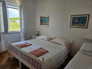 a bedroom with two beds and a window at Apartment Zdenka in Dinjiška