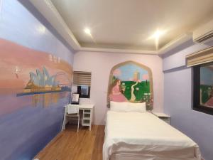 מיטה או מיטות בחדר ב-Xinyuanbao Shangshi Homestay