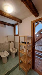 a bathroom with a toilet and a sink at La Casetta sotto il Monte Novegno in I Costenieri