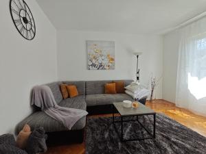 salon z kanapą i stołem w obiekcie Antemma Apartment w Puli