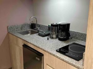 a kitchen with a sink and a counter top at Increíble loft-Zona Rosa- CDMX- Loft 202 in Mexico City