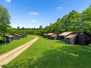 a row of huts in a field with a dirt road at 4 person holiday home in Hampen in Hampen
