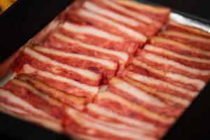 a close up of a stack of american flag sandwiches at 西安明城墙永兴坊桔子水晶酒店 in Xi'an