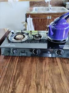 ein Kochfeld mit einem Topf darüber in der Unterkunft Siquijor Hilltop House Near Cambugahay Falls in Lazi