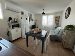 Η κουζίνα ή μικρή κουζίνα στο T2 30m2 CLIMATISE AVEC JARDIN PROCHE DE LA MER