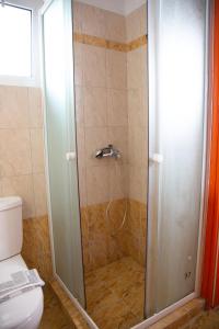 a shower with a glass door in a bathroom at Villa Preveza Apartments in Preveza +9 photos