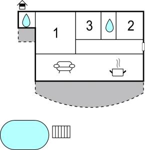 Půdorys ubytování Three-Bedroom Apartment In Podaca