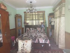 a bedroom with a bed and a chandelier at The hidden heaven homestay kalpa in Chini