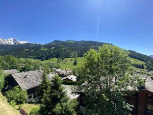 - une vue aérienne sur un village dans les montagnes dans l'établissement Studio rénové avec cabine - 26m² - 5 pers - Balcon exposé sud - Près skibus et remontées mécaniques - FR-1-458-125, au Grand-Bornand 9 autres photos