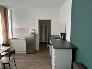 フランクフルト・アム・マインにあるSunnyApartmentsのキッチン(冷蔵庫、カウンタートップ付) +59枚の写真