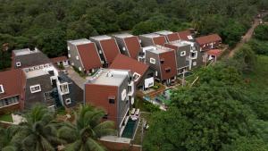 an overhead view of a group of houses at Villa Reverie By AT Villas in Vagator
