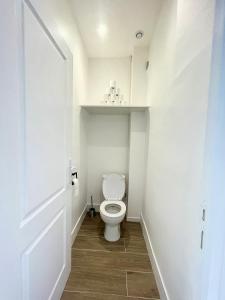 een witte badkamer met een toilet in een kamer bij Le VIP in Vienne +4 foto's