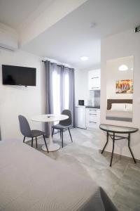 A television and/or entertainment centre at Old Town Studios, Corfu