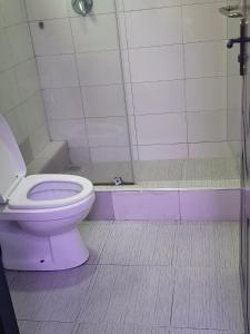 Un baño con inodoro y ducha en Graciano Suit's, en Lagos
