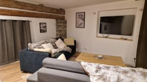 TV a/nebo společenská místnost v ubytování Chalet Serine et Barbarine au cœur des 3 Vallées pour 10