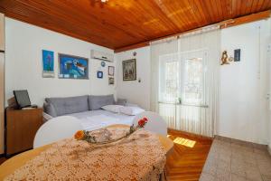 een woonkamer met een tafel en een bank bij Apartment Ivan in Ribarica