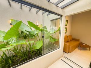 a room with a window with plants in it at Halmá Homes in Bonito