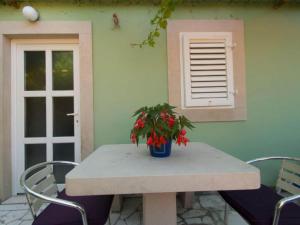 a table with a plant sitting on top of it at Apartment Juri i Kor ula - One Bedroom Apartment with Terrace in Korčula