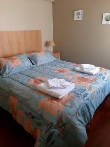 a bedroom with a bed with towels on it at Gutierrez Home in Mendoza +21 photos