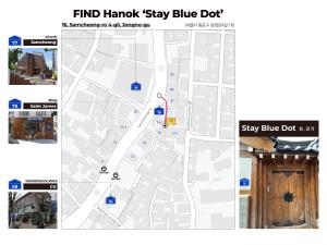 a screenshot of a map of a city with a key blue dot at Luxury Hanok Stay Blue Dot in Seoul
