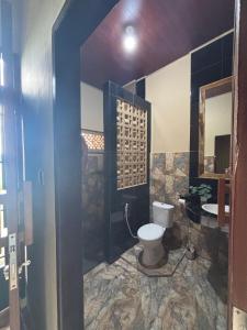 a bathroom with a toilet and a sink at Wanda Homestay & Jungle Trekking in Bukit Lawang