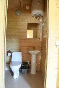a bathroom with a toilet and a sink at Nemirsetos Nameliai in Palanga +18 photos
