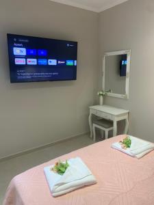 luxury studios & apartments Athanasias的电视和/或娱乐中心