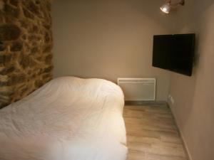 1 dormitorio con 1 cama y TV en la pared en Studio Suquet Saint Antoine, en Cannes
