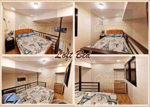 a collage of four pictures of a bedroom at Lucena Primelofts Townhome Transient in Lucena