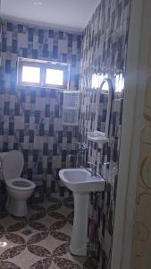 a bathroom with a sink and a toilet at Lursmanashvili house in Itʼkhvisi
