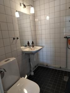 a bathroom with a toilet and a sink at Pilane B&B in Långekärr +69 photos