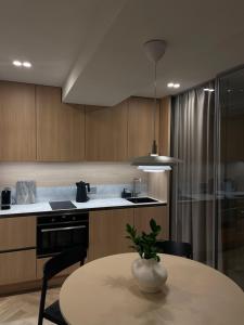 APARTAMENTAI SPA MORENA Klaipėda的厨房或小厨房