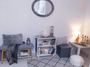 A seating area at Angelina's cosy apartment in Corfu town