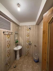 a bathroom with a sink and a shower at Asha Cottage in Manāli +68 photos